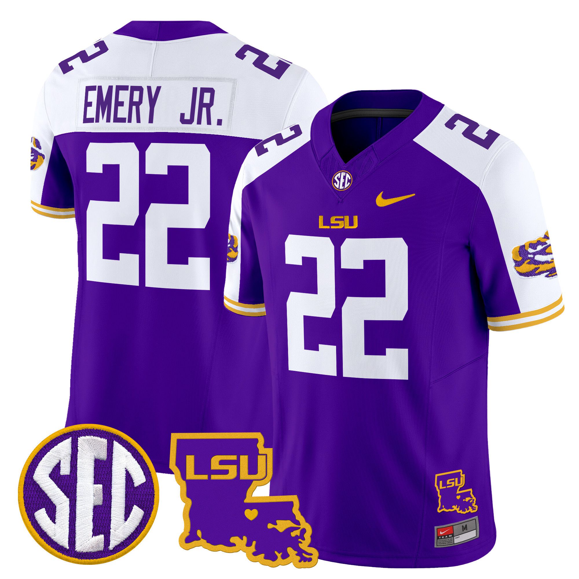 Men LSU Tigers #22 Emery jr Purple 2024 Nike Louisiana Patch Vapor Limited NCAA Jersey->indianapolis colts->NFL Jersey
